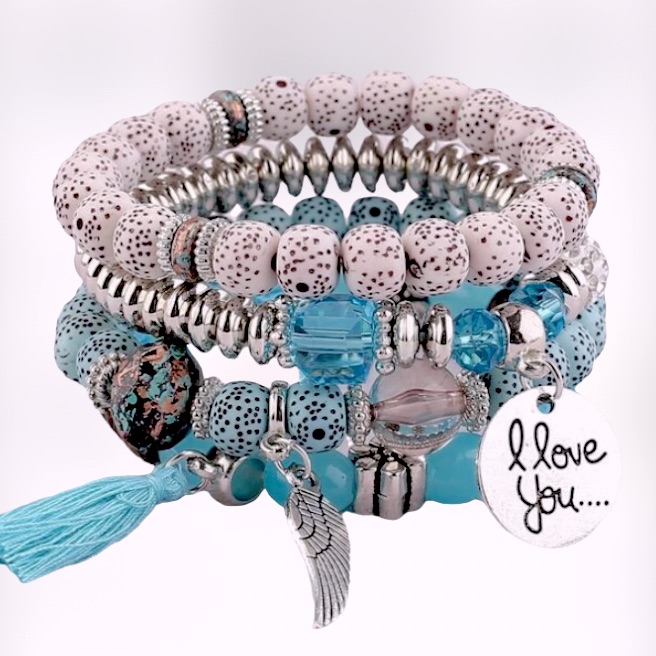 {Nwt} Boho Style 4-Piece Beaded Bracelet Set